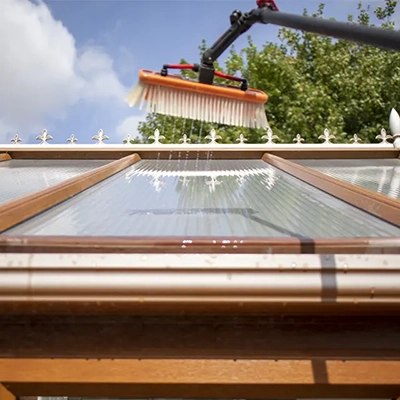 Professional conservatory roof cleaning in Parson Drove and Wisbech by Crystal Clean Windows, using a water-fed pole system.