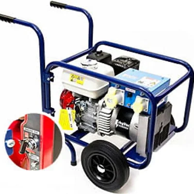 A portable petrol generator used by Crystal Clean Windows to power high-reach gutter cleaning equipment on-site.